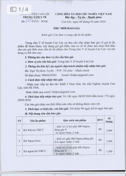 Thư mời báo giá